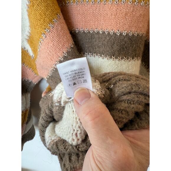 White Birch Sweater Womens 2X Multicolor Striped Knit Cozy Winter Drop Shoulder - Picture 6 of 8